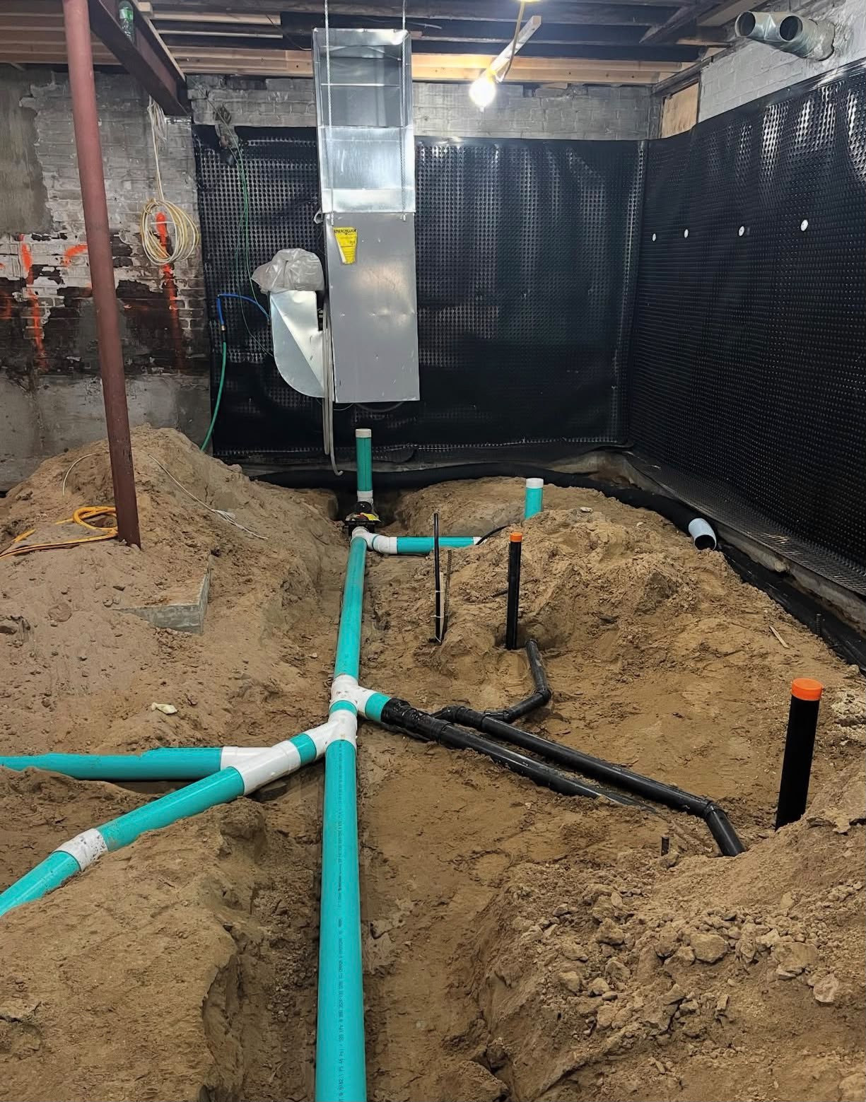 Commercial copper pipe rough-in